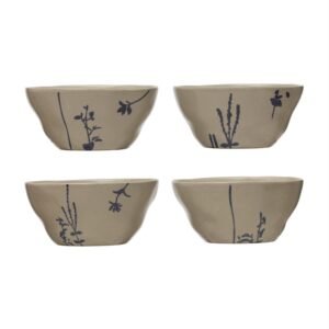 Blue Flower Stamped Bowls